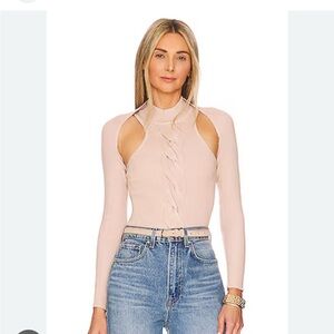 Elegant Tan Sweater with Twist Detail